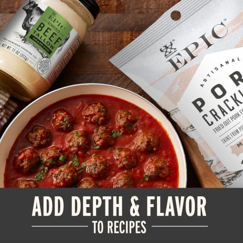 Image of EPIC Beef Tallow, Grass-Fed, Keto Friendly, Whole30, 11oz Jar | Rendered Grass-Fed Beef, High-Heat Stable Cooking Fat, Gluten-Free & Paleo Friendly, Whole30 Approved
