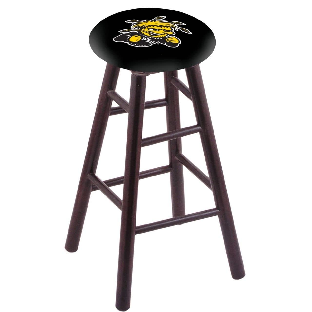 Holland Bar Stool Co. Maple Counter Stool in Dark Cherry Finish with Wichita State Seat by The