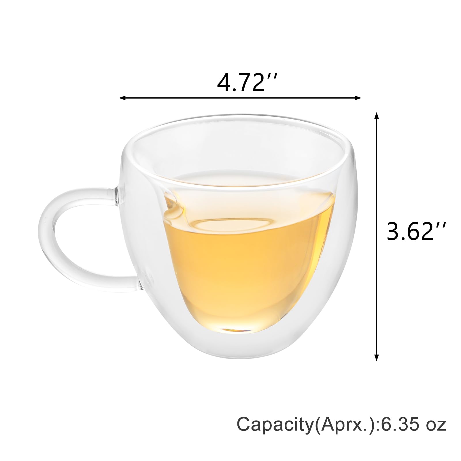 WHJY Double Wall Glass Coffee Mugs?Clear Coffee Cups Clear Unique Coffee Cups Heart Shaped Mug 5 oz Espresso Cups Heart Mugs Set of 2