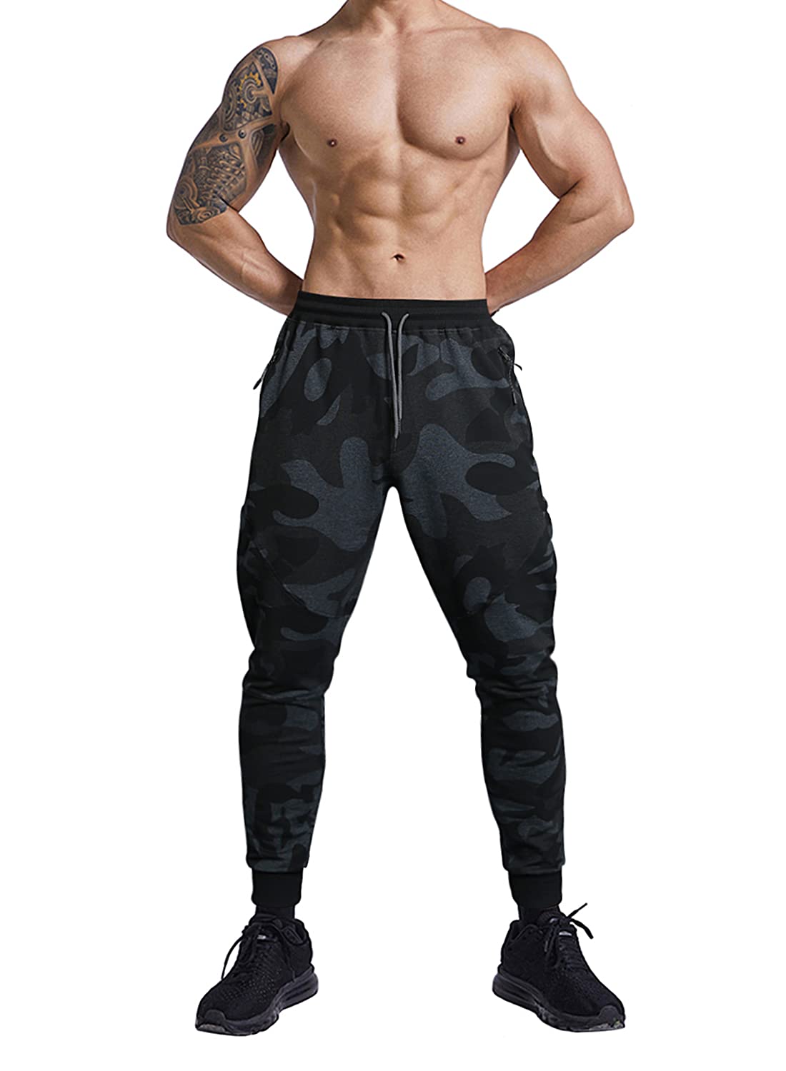 Mens Jogger Sweatpants with Pockets Cotton Drawstring Athletic Casual Training Pants