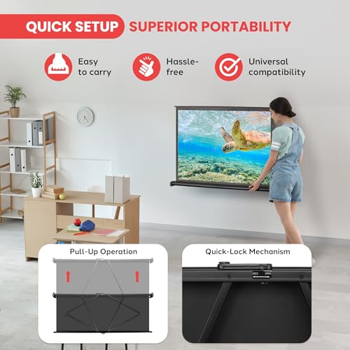 Image of Pyle Portable Projector Screen - Mobile Projection Screen Stand, Lightweight Carry & Durable Easy Pull Out System for Schools Meeting Conference Indoor Outdoor Use, 40 Inch (PRJTP46), White