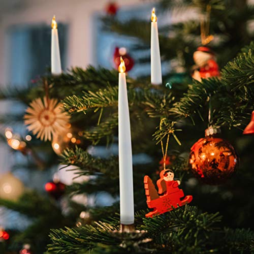 Furora LIGHTING White Taper Candles, Window Candles, Candle Lights, Long Candles, Battery Powered Candles, Electric Candles Window Lights with 6 Hour Timer Function - White 11.5", Pack of 4
