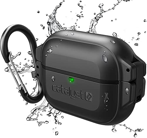 Catalyst 330ft Waterproof Total Protection Case for AirPods Pro, Secure Locking System, Full-Body Protective Rugged case for AirPods Pro, Shockproof, Carabiner Stealth Black