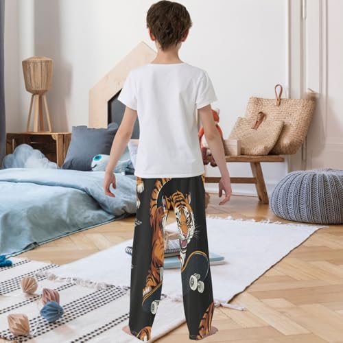 Boy's Pants Tiger Riding Skateboard Jogger Pants Elastic Waist Long Bottoms Trousers with Pockets 6-14 Years3