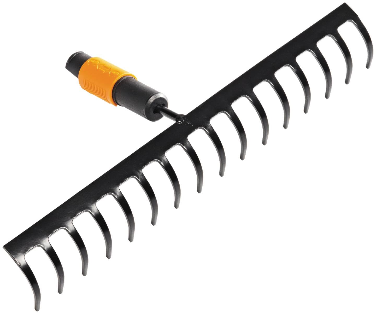 Fiskars Râteau à 16 dents, Tête d'outil QuikFit, Largeur: 40 cm, Acier au carbone, Noir/Orange, QuikFit, 1000654