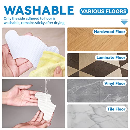 Bemece 4Pcs Rug Grippers - Enhanced Friction Non Slip Rug Tape, Washable Reusable Rug Pad Gripper, Anti-Curling, Double-Sided Adhesive Rug Pad Grippers For Area Rug Hardwood Tile #TOP3