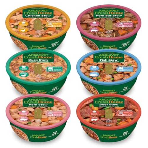 ARQUIVET VIELFALTPACKUNG 6 Einheiten- FreshHome- 6 Verschiedene Eintopfrezepte- 280 g- Alleinfuttermittel für Hunde