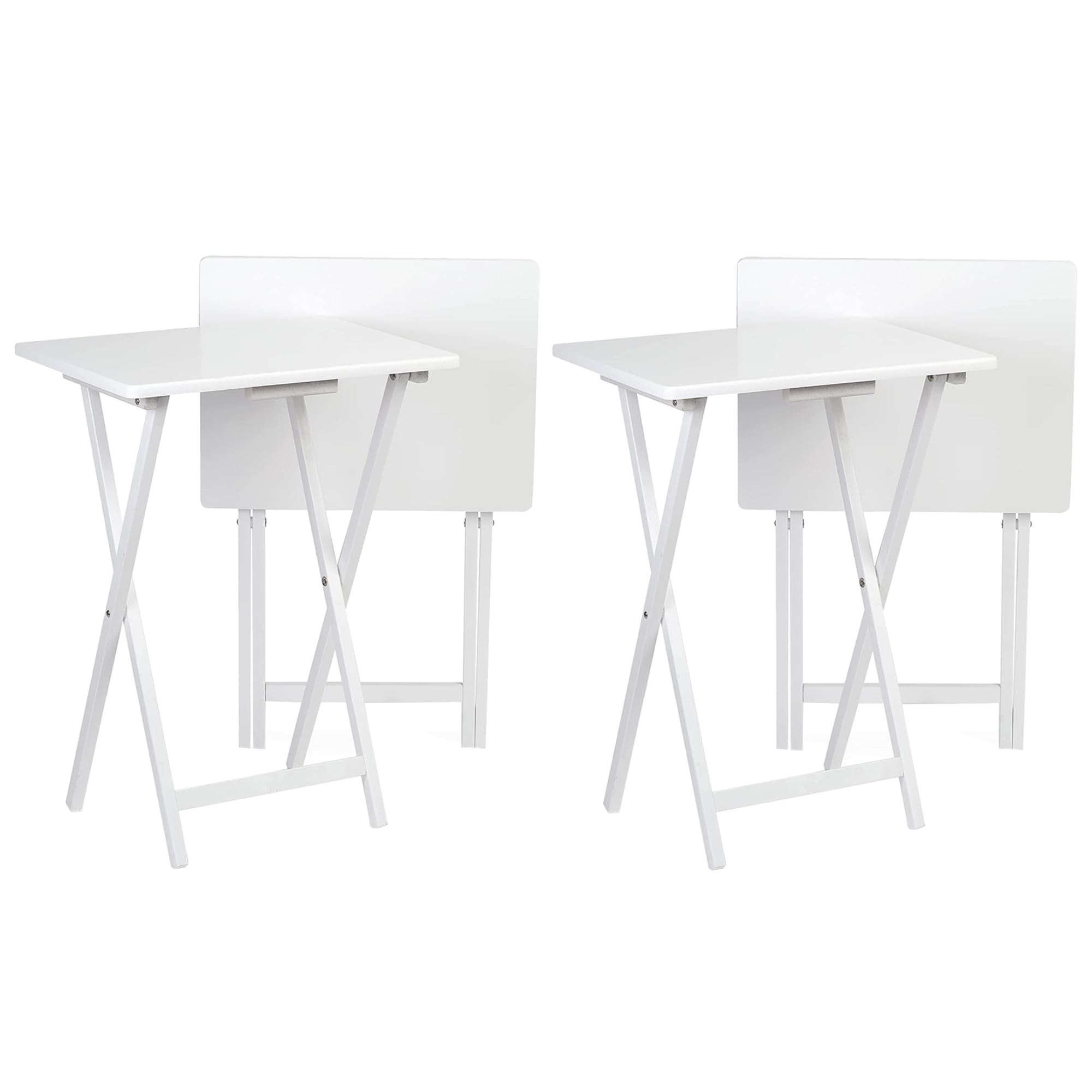 PJ Wood - Folding TV Tray Table Set - White Set of 4