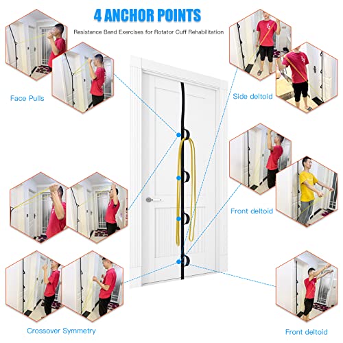 ATENTO Shoulder Rehab Pulley System with Foam Handles│Arm Pulley with Muti-Anchor Door Strap for Physical Therapy Exercises │Latex Resistance Bands for Assisting Rotator Cuff, AC Joint, Shoulder Pain