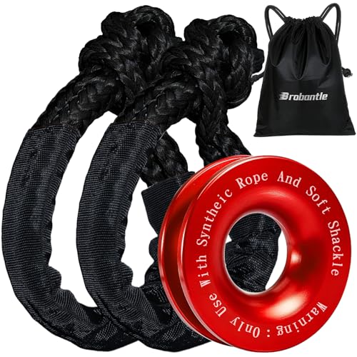 Image of Synthetic Soft Shackle & Recovery Ring Kit, 2PCS 1 /2 inch x 22 inch Soft Shackles(56,000Lbs Breaking Strength) with Snatch Ring for Synthetic Winch Rope for Off-Road Jeeps ATV UTV SUV Vehicle Recovery