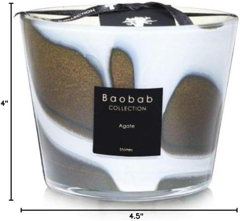Baobab Collection Luxury Candle Stones Agate (Rhubarb-Acai Berry-Peony) 4 to 7 Wicks, Crafted in EU (MAX10)