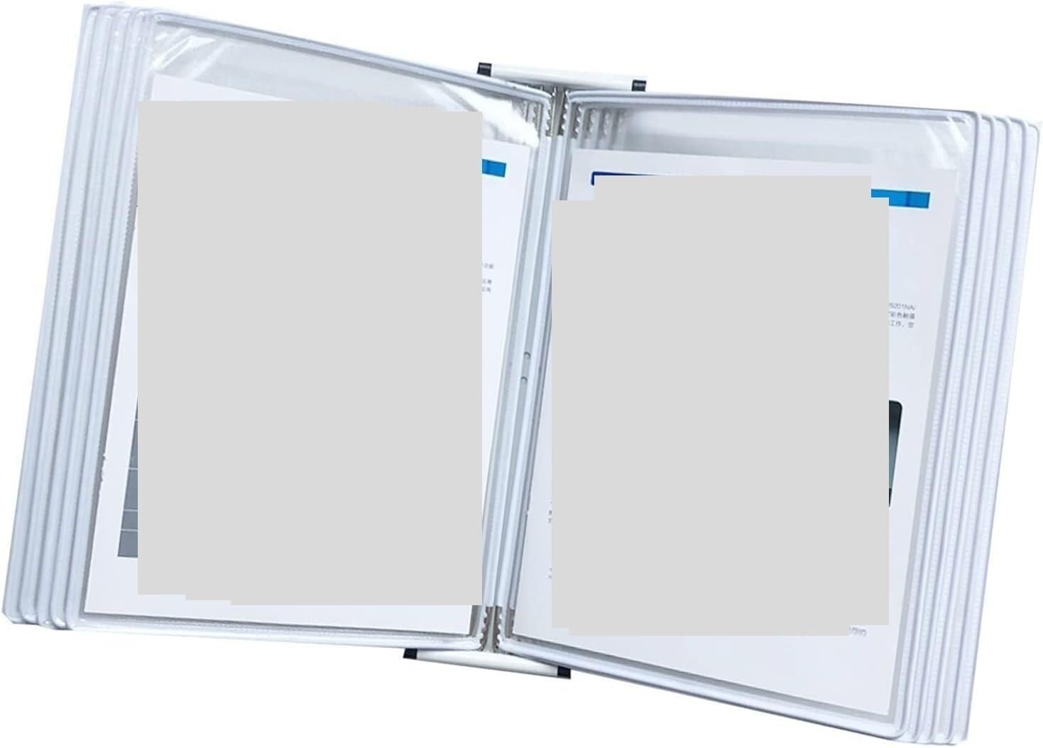 Portadocumentos de pared, 10 paneles de doble cara, soporte de exhibición de páginas transparente de hojas sueltas A4(White)