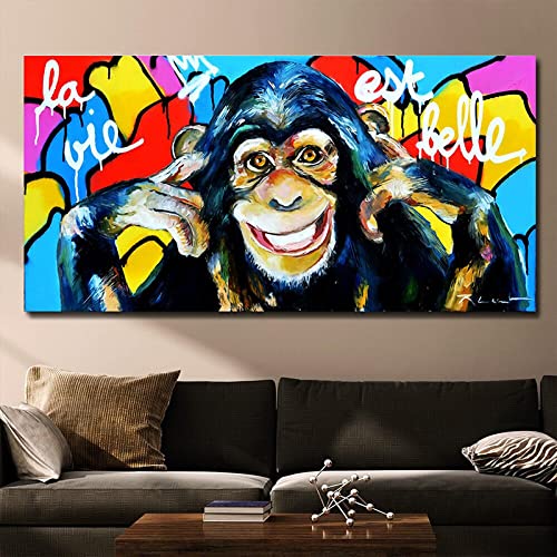 Peinture singe coloré KEBIA pour décoration chambre enfant