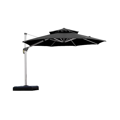 PURPLE LEAF Sonnenschirm Rund Ø 330 cm Schwarz