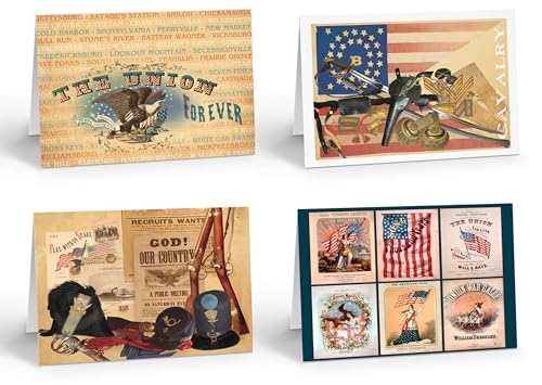 Image of Stonehouse Collection, Assorted Historical Civil War Cards, Patriotic Note Cards, 12 Cards and Envelopes - Made in the USA (Assorted)