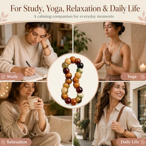 Image of Fidget Bracelet for Women Natural Bodhi Seeds Beaded Anxiety Stress Bracelets Zen Fidget Stretch Bracelets Alleviate Protection Healing Bodhi Jewelry Gifts for Women Men