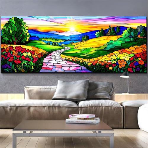 Diamond painting paysage abstrait Mefooge broderie diamant kit complet 90x180cm