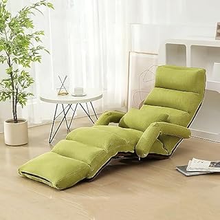 Generisch Klappbares Lazy-Schlafsofa, 6-Fach verstellbar, bequemer Bodenstuhl, Chaiselongue mit Armlehnen und Kissen, mit Gaming-Relaxsessel für Erwachsene, mit Fußstütze, Futon-Sofa,D