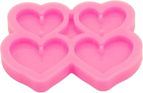 Miniatura 9 de Moldes de joyería de resina de silicona con forma de corazón, moldes de fundición epoxi de 4 cavidades para aretes y colgantes de mujer