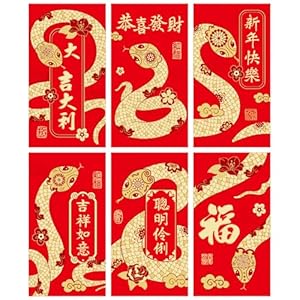 Ohodhmnu 6er Pack Traditionelle Neujahrs-Umschläge Schlange