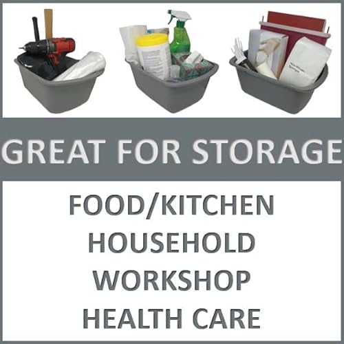 Wash Basins – Rectangular Plastic Hospital Bedside Soaking Tub [5 Pack] Small 7 Quart Graduated Bucket - Portable Washbasin For Washing, Cleaning, Foot Bath, Washing Dishes, Face Cleansing Bowl #TOP6