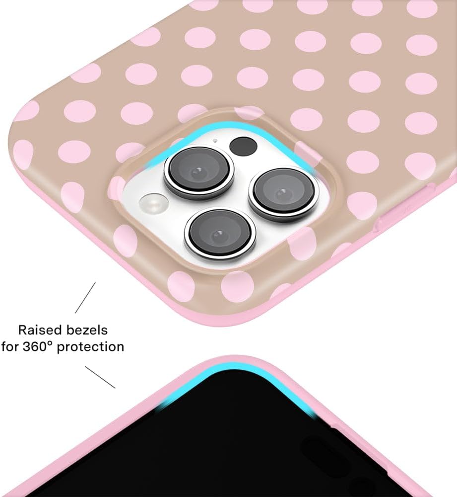 VELVET CAVIAR for iPhone 15 Pro Case - Compatible with MagSafe - 10ft Drop Tested - Silver Holographic Phone Cases - Brown Sugar Polka Dot image 4
