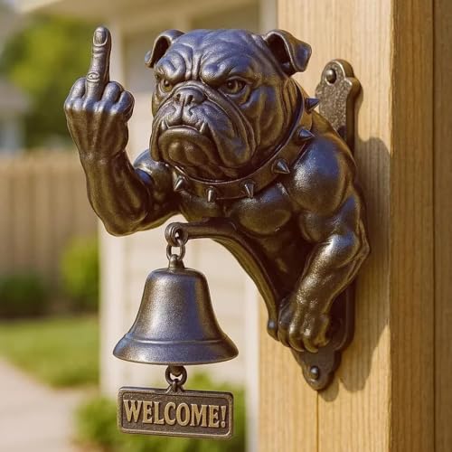 Bouledogue en fonte véritable pour une sonnette de porte rustique et durable - 3