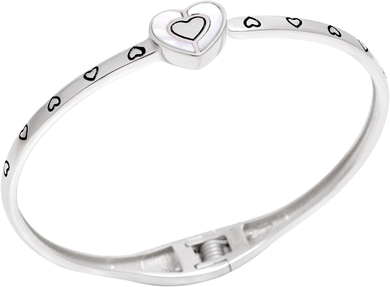 Unique Style Bracelet for Women, 925 Sterling Silver Heart Bangle Bracelet – Fashion Hollow Heart Cuff Bracelet – Love & Friendship Jewelry Gift for Her, Birthday, Holidays, Couple