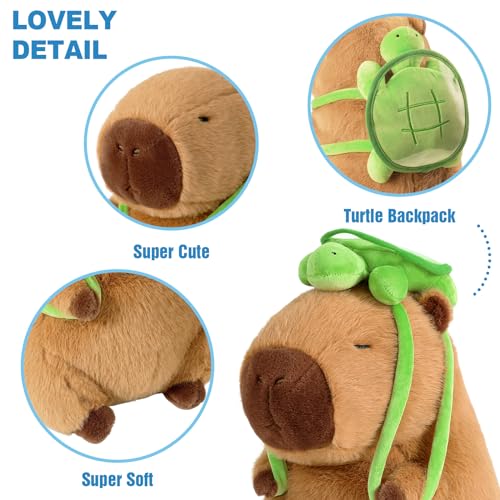 Image of Storescent Cute Capybara Plush with Turtle Backpack Soft Capibara Stuffed Animals Plushies Toys Hugging Gifts for Kids -40cm