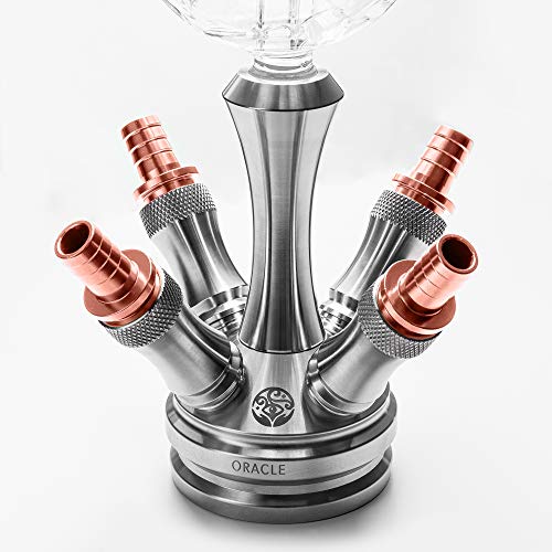 ORACLE HOOKAH® Edelstahl Shisha Set 4 Anschlüsse - mit Shisha Zubehör Kopf Schlauch Mundstück und Molassefänger (Shisha… – Bild 3