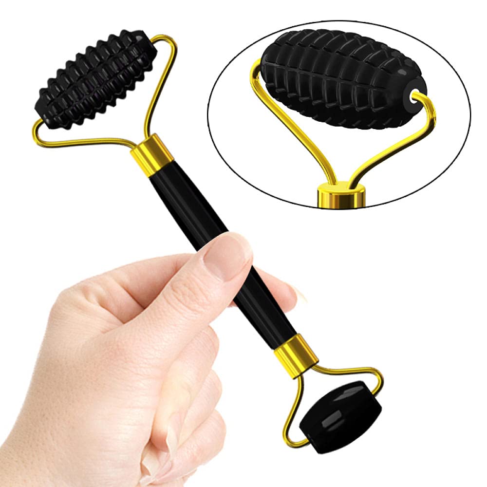 2 en 1 Massage Roller Mushroom Gua Sha Tool pour Massage Visage Soins de la peau 100% Naturel Jade Pierre Roller Massager Ensemble-Aventurine-PLM