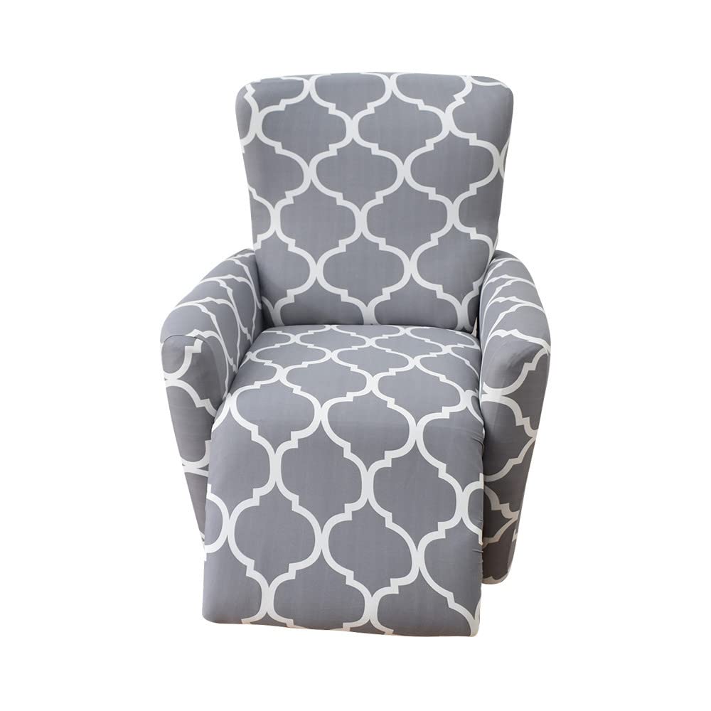 WJHDWYD 4-Piece Complete Recliner Relax Chair Cover Stretch 1 Seater Armchair Slipcover with Pockets, Minimalism Washable Non-Slip Armchair Cover(Lanterna Grigia)