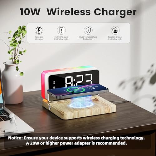 Alarm Clock for Heavy Sleeper,Wireless Charging,Bluetooth Speaker - Image 3