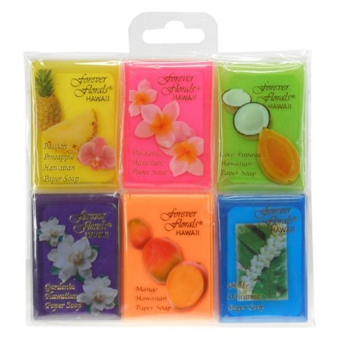 Tikimaster 6-Pack Hawaiian Scented Paper SOAP - Assorted Travel Set