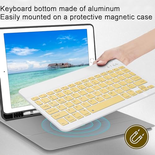 Image of Bluetooth Keyboard and Mouse Combo Ultra-Slim Portable Rechargeable Compact Wireless Mouse Keyboard Set for Pad /iPad Pro /iPad Mini /iPad Air Mac OS,Android Windows iOS and Above(Yellow)