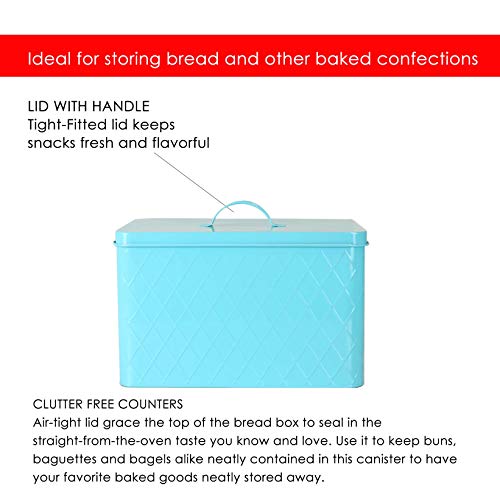 Home Basics Tin Kitchen Food Storage Organization Canister Collection (Bread Box With Cover, One Size #TOP6