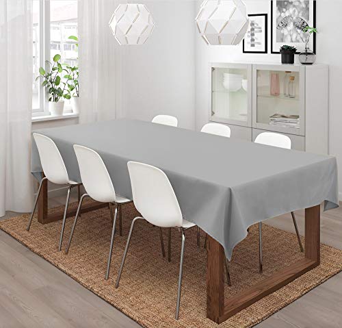 Tischdecke, Rechteckige Tischtuch, 120 × 200cm, Grau, 100% Polyesterfaser, Einfarbig, Pflegeleicht Waschbar Cover