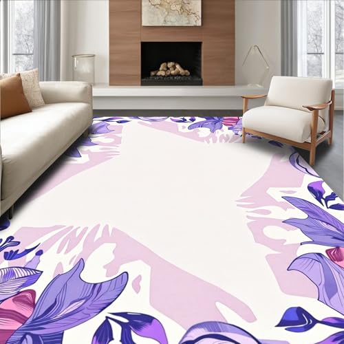 ODIKA Flatwoven High Traffic Area Rug 3x5, Painted Bloom Watercolor