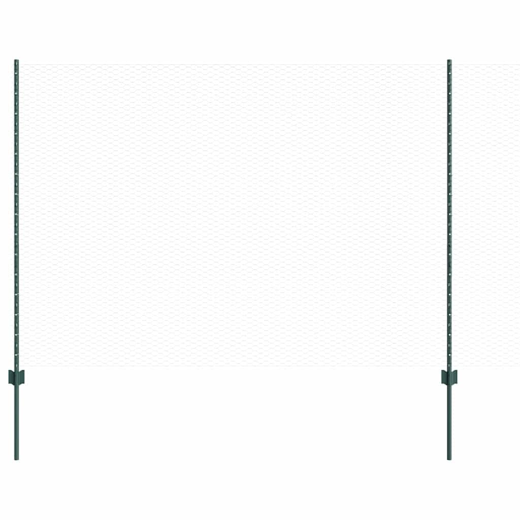 Outdoor Green Steel and PVC Fence with Posts 1.6 x 100 m Easy Assembly Garden Boundary Privacy Panel Roll for Patio Terrace Yard Security
