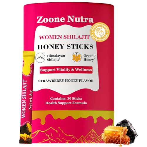 Honey Sticks Shilajit for Women Strawberry Flavor | Shilajit with Shatavari & Saffron | Natural Energy, Hormonal Balance, Focus & Vitality Support | Wellness Booster Herbal Honey Packs - 30 Sticks