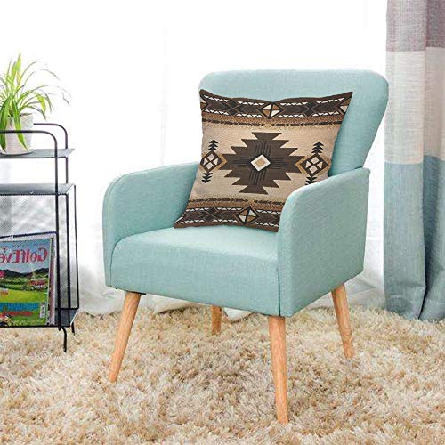 Aoyego PILLOWCASE-ZTT-B198 American Southwest Aztec Throw Pillow Cover Geometric Diamond Square Triangle Collage Patchwork Grain Brown Pillow Case 18X18 Inch Decorative Men Women Room Cushion Cover thumb #2