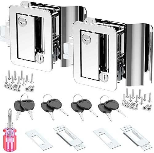VOGREX RV Door Lock, Travel Trailer Entry Door Lock With Paddle Deadbolt, Camper Door Latch Handle With 4 Keys, Chrome Trailer Door Lock For Camper Travel Trailer RV In | Whizz - Foto 8