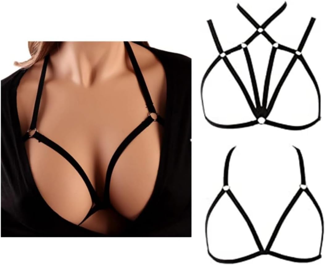 Women Harness Elastic Cage Bra Strappy Sexy Hollow Out Punk Body Lingerie