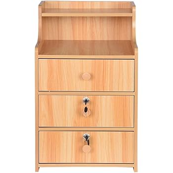 Amazon Com Bedroom Nightstand 3 Drawers Locker End Table Modern Natural Wood Frame Storage Organizer Chest With Lock For Living Room Balcony Sofa And Office 14 6 X 13 4 X 23 6 Inches Yellow Kitchen Dining