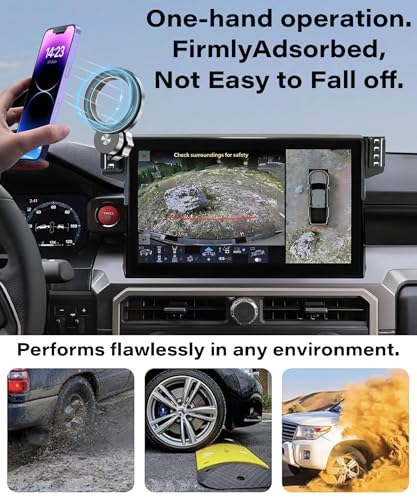 Image of Car Phone Holder for 2024-2026 Toyota Tacoma /2025 4Runner Accessories | 14 Inch Screen Clip-On MagSafe Strong Magnetic Cell Phone Mount, Dual Slots for Driver & Passenger,360 Rotatable Hands-Free