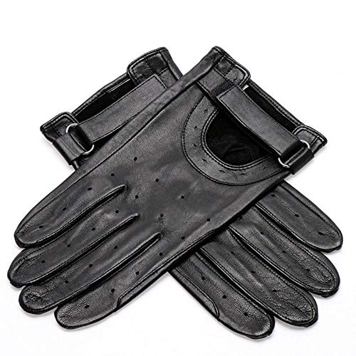 Preisvergleich Produktbild GYJWPANZZ Handschuh Gloves Geschenk Schwarze Schaffellhandschuhe Herren Dünne Atmungsaktive Löcher Frühling Sommer Ungefüttert Herren Echtlederhandschuhe Tu0710, Schwarz, L