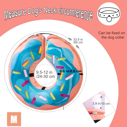 Image of Inflatable Dog Cone Collar with Enhanced Anti-Licking, Soft Neck Donut for Dogs Cats, Recovery Pet Cone Collar After Surgery for Large Medium Small Dogs (Donut Blue, Medium)