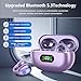 dufiga Ultra Open Ear Headphones Bluetooth 5.3 Wireless Clip On Earbuds with Digital Display Charging Case 60 Hours Playtime Sport Earphones Built-in Mic IPX7 Waterproof for Running Fitness Purple