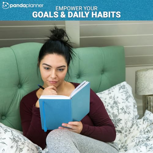 Panda Planner 2025 Undated Daily Planner with Hourly Schedule 5.75" x 8.25” - 90 Days To Do List Notepad, Daily Journal, Goal Planner, Habit Tracker, Gratitude Journal for Home/Office Supplies - Cyan