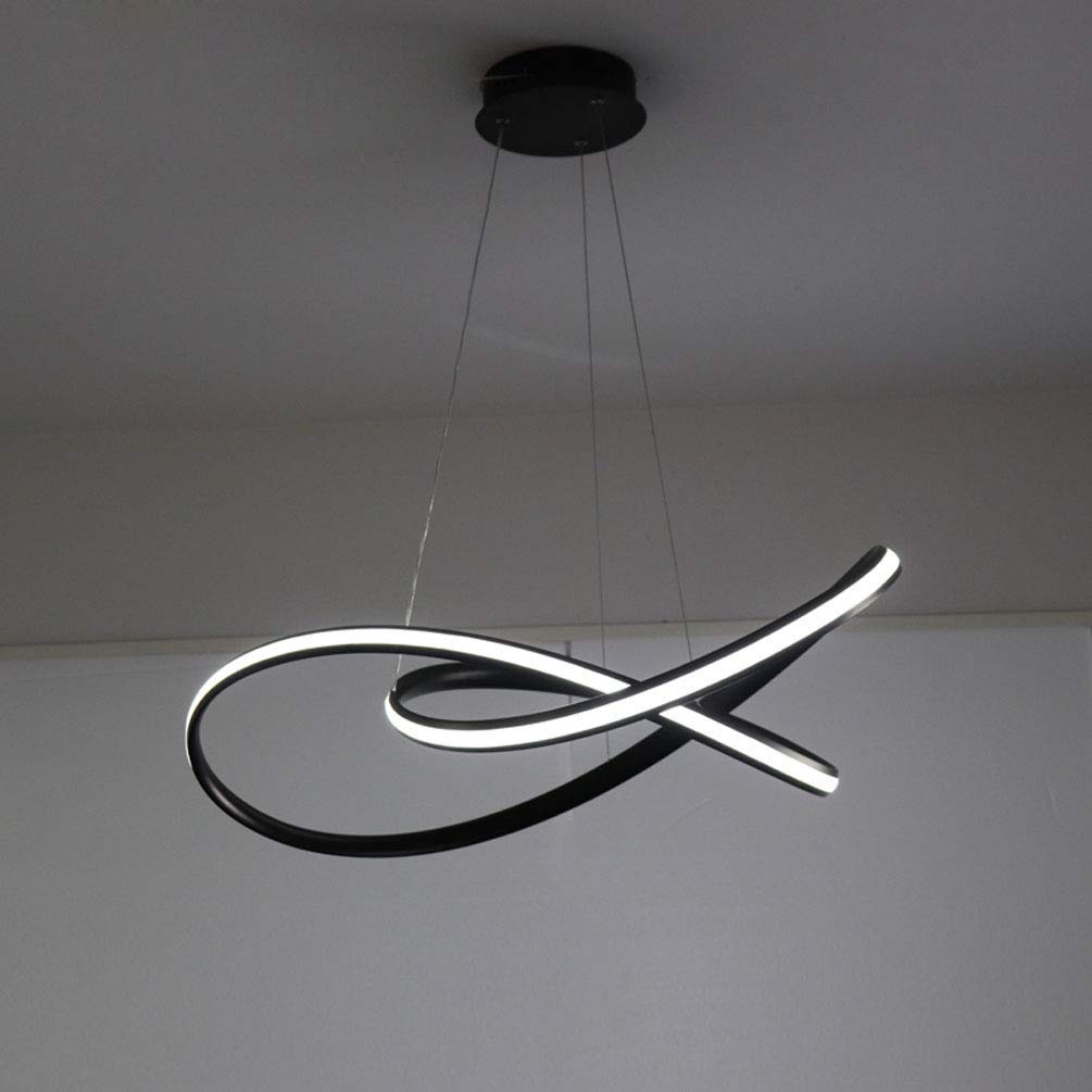Chandeliers Led Pendant Light for Living Room Dining Room Kitchen Led Lustre Modern Pendant Lamp Hanging Lighting Fixtures,Black,Steplessdimming,Coldwhite